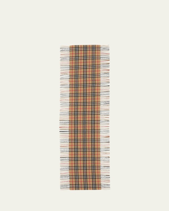 Vintage Check Fringe Cashmere Scarf